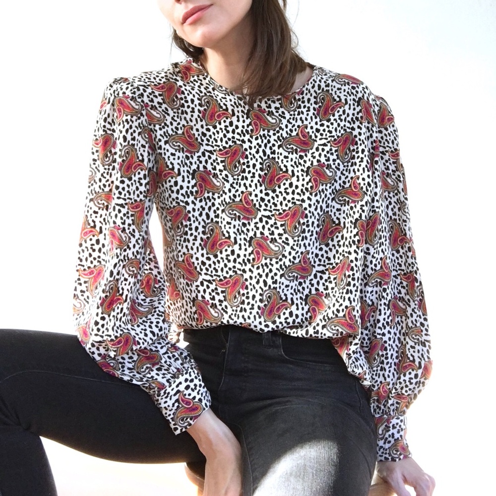 Vintage pattern silk blouse - Picture 4 of 8